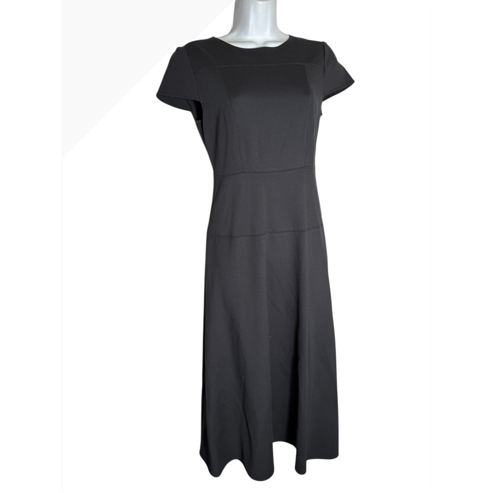 Ava & Aiden Dress Size 0 Charcoal Gray Short Sleeve Sheath Midi PERFECT 🩶